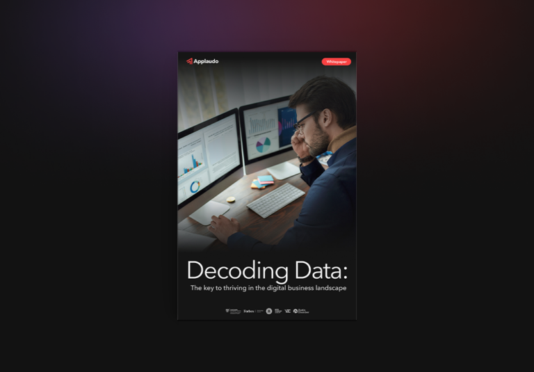 A whitepaper guide mockup illustrating the process of decoding data in data science, featuring charts and analytical tools.